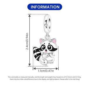 Colgante de mapache de cobre blanco al por mayor, colgante original de alta gama para pulsera y collar DIY para mujer - Product Image 5
