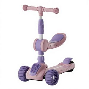 Trottinette pliable et réglable 3-en-1 pour enfants avec roues en plastique, musique, pédales lumineuses et siège pour 3-6 ans - Product Image 3