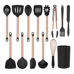 Juego <span class=keywords><strong>de</strong></span> 14 Utensilios <span class=keywords><strong>de</strong></span> Cocina <span class=keywords><strong>de</strong></span> Acero Inoxidable y Silicona <span class=keywords><strong>de</strong></span> Grado Alimenticio, Color Oro Rosa, Personalizados - Product Image 1