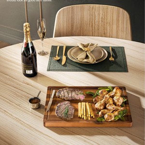 Acacia <b>Wood</b> Cutting Board Rectangle Anti-Slip Grooves Kitchen Chopping <b>Block</b> - Product Image 2