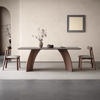 Table à manger en bois massif, style moderne minimaliste pour la maison et le bureau, table Wabi Sabi minimaliste italienne couleur macchiato