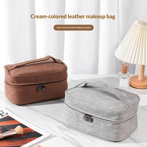 Bolsa de <span class=keywords><strong>Maquillaje</strong></span> de Viaje de Gran Capacidad, con Asa Superior <span class=keywords><strong>y</strong></span> Cremallera, Diseño de Piel de Oveja Sintética, de Alta Gama, <span class=keywords><strong>para</strong></span> Organizar Cosméticos - Product Image 4