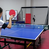 Furlihong 3804BH Robot de Tennis de Table ping-pong avec filet de recyclage de balle, fréquence d'alimentation et Angle réglables, 8 Modes de rotation