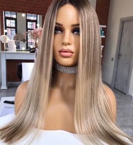 Perruque en dentelle de cheveux humains vierges de qualité supérieure, invisibles, avec nœuds, ligne de cheveux naturelle, couleur blonde méchée, lisses et soyeuses, perruques frontales en dentelle - Product Image 5