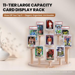 Wooden Trading Card Display Rack 4 Layers <b>Desktop</b> Hobby Display Case For Sports Cards And Blind Box Collectibles - Product Image 3