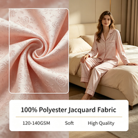 Tissu Jacquard 100% Polyester de Qualité Supérieure pour Vêtements d'Intérieur, Motif Élégant, Respirant et Durable pour Pyjamas, Vêtements de Nuit et Tenues Décontractées pour Adultes