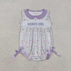 Combinaison à bulles pour bébé fille RTS Embroidery MAMA'S GIRL, imprimé floral, fermeture éclair, 95% coton élasthanne, nouveau-né, vente en gros, mignon - Product Image 2