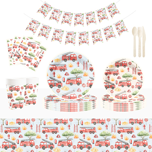 DAMAI Customized <b>Fire</b> Fighting Truck Theme Party Tableware Set Birthday Party Supplies for Kids Birthday Disposable Plates Cups - Product Image 1