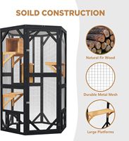 Enclos extérieur de luxe pour chat en bois de sapin, cage à chat en fil métallique, plateformes en bois à plusieurs niveaux, portes d'accès verrouillables, grand enclos de jeu pour chat