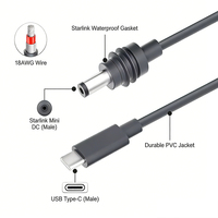 Câble d'extension satellite tressé étanche en PVC avec prise d'alimentation USB Type-C DC 5521 pour utilisation informatique et réseau Starlink