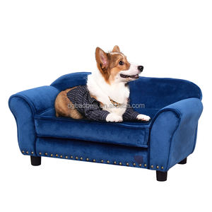 Dunkelblauer Stoff Haustier Sofa Fabrik Großhandel Katze Zwinger Licht Hundes ofa Warmer Schlaf Hunde bett Holz Haustier Bett - Product Image 3