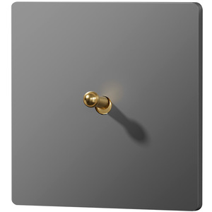 Wall <b>Switch</b> 86 Type 1 Gang 1 Way Metal Panel With Solid Brass Toggle For Home Hotel - Product Image 2