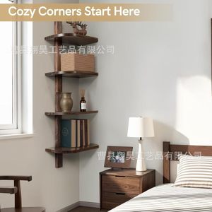 Wooden <b>Wall</b> <b>Mounted</b> <b>Shelf</b> 4 Tier 31.9in H Floating Storage Rack For Living Room Home Decor - Product Image 4