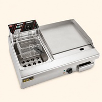 Plaque de cuisson électrique professionnelle en acier inoxydable, entièrement plate, antiadhésive, pour burgers, avec friteuse intégrée