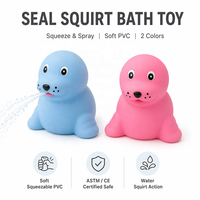 Jouets de bain en gros en vrac : Chiens de mer en caoutchouc souples, jouets aquatiques à presser et à pulvériser pour enfants