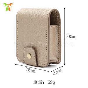 PU leather lipstick case with <b>mirror</b>, portable lipstick pouch for touch-ups, trendy cushion <b>compact</b> storage box, customizable. - Product Image 5