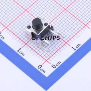 TS-1093C-A5B2-D1 Tactile Switch Bent Lead Through Hole-4P,6x6mm Single Pole Single Throw Round Button 1.8N Right Angle Insert - Product Image 1