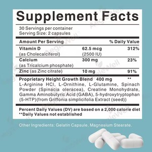 Capsules de croissance en hauteur Aeglewell en marque propre, complément de vitamine <span class=keywords><strong>D3</strong></span>, <span class=keywords><strong>calcium</strong></span> et zinc - Product Image 2