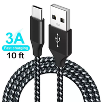 Personnalisé 3ft 6ft 10ft Hot Sell 3A 5A Câble Usb C Câble de charge rapide USB A vers TYPE C câble de données fil pour téléphones intelligents