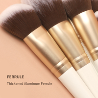Lot de 12 pinceaux de maquillage professionnels de luxe en bois blancs pour femmes, personnalisables avec logo, synthétiques et de haute qualité