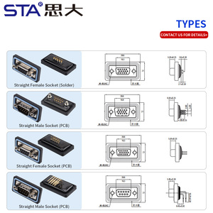 Водонепроницаемый D-SUB разъем DB9 изогнутый/прямой припой PCB гнездовой разъем 9 15pin DB9/D15H/DB2W2/DB2W2C/DB5W1 - Product Image 5