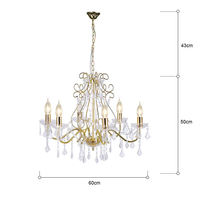 Vente chaude bon prix Décoration De Mariage Classique Bougie Lampe Suspendue De Luxe style européen Lustre En Cristal D'or