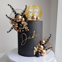 Goldene Schaumstoffbälle für Festliche Kuchendekoration Geburtstag Weihnachten Ostern & Vatertag Geformte Zahlen Kuchendeko-Zubehör