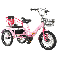 Tricycle pliable unisexe à double siège pour enfants, adapté aux 3-10 ans, corps en acier au carbone, roues de 14, 16, 18 ou 20 pouces en option