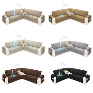 Housse de canapé d'angle en velours personnalisable, antidérapante, imperméable, adaptée aux animaux domestiques, à carreaux, avec poche, <span class=keywords><strong>pour</strong></span> salon - Product Image 1