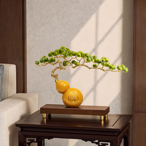 Adorno de Calabaza de la Fortuna, Hoja de Ginkgo, Árbol, Carácter Fu, Escultura Dorada, Base de Madera, Decoración para el Hogar, Regalo para el Hogar Nuevo - Product Image 2