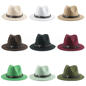 Vente en gros de chapeaux Sombrero plats en laine pour femmes et de casquettes Fedora <span class=keywords><strong>Jazz</strong></span> Panama pour hommes Style tendance d'Europe occidentale pour scènes de fête - Product Image 2