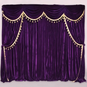 <span class=keywords><strong>Tende</strong></span> di lusso con sfondo di velluto 10ft * 10ft pannelli di sfondo drappeggi per teatro cerimonia banchetto decorazione-Custom - Product Image 4
