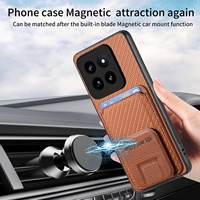 Étui en similicuir antichoc avec fente magnétique pour cartes et support invisible pour Redmi Note 15 Pro, Xiaomi 17 Pro Max, K90 – Protection intégrale simple