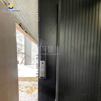 Porte d'entrée blindée en aluminium moulé sur mesure, design moderne, pour l'extérieur de la maison, porte pivotante avec longue poignée