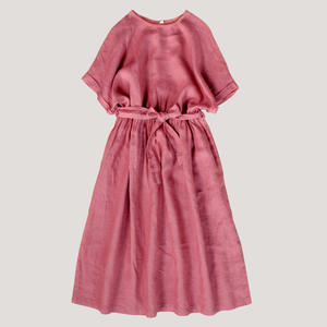 Robes pour femmes simples et personnalisées à col rond ceinture une pièce à manches courtes robes pour filles respirantes robes décontractées en lin ample - Product Image 2