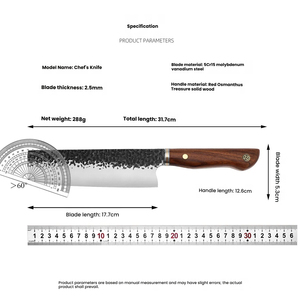 Hand-forged hammered pattern household meat cleaver <b>kitchen</b> <b>knife</b> <b>sharp</b> cooking chef's <b>knife</b> messer set - Product Image 4