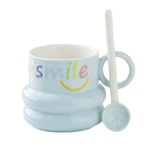 Mug personnalisé avec cuillère à visage souriant, tasse à café en céramique de haute qualité pour fille, pour l'eau, le lait, le petit-déjeuner des étudiantes - Product Image 5