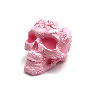 Skull <b>Makeup</b> Brush Holder Desktop Organizer Black Pink Plastic 3D Printed Cosmetic Storage <b>Box</b> With Decorative Design - Product Image 3