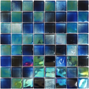 Mosaico <span class=keywords><strong>de</strong></span> Vidrio Esmerilado Azul Verde, Azulejos <span class=keywords><strong>de</strong></span> Mosaico <span class=keywords><strong>de</strong></span> Vidrio para Piscina, Baño, Cocina, Pared - Product Image 3
