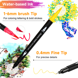 Somagi venta al por mayor 36 unids/set doble punta pincel bolígrafos pintura seguridad no tóxico pincel marcadores niños artista acuarela pincel pluma - Product Image 2
