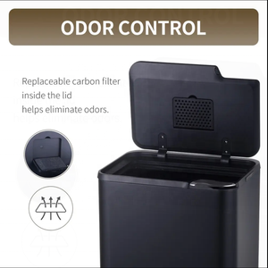 Bidone della spazzatura sottile 30 + 3L in acciaio inossidabile nero automatico riciclare grige quadrato Handpress 33L grande bidone della spazzatura 30l tangibile - Product Image 5