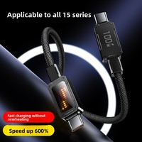Câble USB-C vers USB-C en nylon tressé à charge rapide 100W avec voyant lumineux pour ordinateur et écouteurs