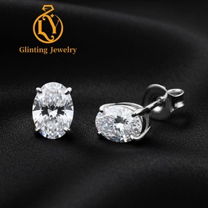 <span class=keywords><strong>Boucles</strong></span> <span class=keywords><strong>d</strong></span>'<span class=keywords><strong>oreilles</strong></span> de luxe en diamant de laboratoire, forme ovale, diamant cultivé en laboratoire, or massif 10K 14K 18K - Product Image 2