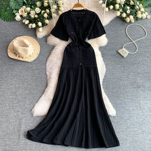 Elegante <span class=keywords><strong>Vestido</strong></span> Midi <span class=keywords><strong>de</strong></span> Punto Marrón, Manga Corta, Cierre <span class=keywords><strong>de</strong></span> Botones, Corte en A, Vestidos Casuales <span class=keywords><strong>de</strong></span> <span class=keywords><strong>Fiesta</strong></span> <span class=keywords><strong>para</strong></span> <span class=keywords><strong>Mujer</strong></span> - Product Image 5