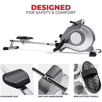 Máquina de Remo Magnética para Fitness con Capacidad de 250 LB, Riel Deslizante Extendido y Remo Adicional Opcional