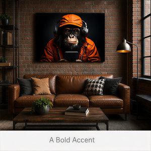 Art mural DJ Monkey : Impression de portrait animal avec casque pour salle de jeux, studio de <span class=keywords><strong>musique</strong></span>, salon, hôtel et intérieurs contemporains - Product Image 5