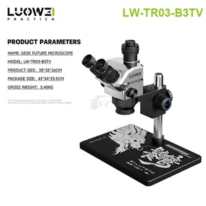 <span class=keywords><strong>Microscopio</strong></span> Trinocular LUOWEI LW-TR03-B3TV 7-68X con Lente Sincrónico 0.5*CTV para Reparación de Soldadura de PCB de Placas Base de Teléfonos y Tabletas - Product Image 1