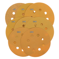 Papier abrasif à crochets et boucles dorés de 5 pouces (125 mm) à 8 trous, pour ponçage humide ou sec, disque de ponçage pour le métal, le bois, le polissage automobile