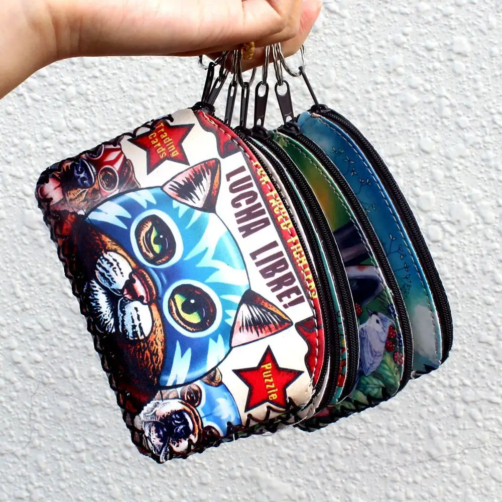 New Design Wholesale Elephant Owl Card Retro Female Coin Wallet Clutch Woven Key Pouch Small Money Bag