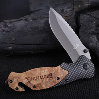 Couteau pliant en acier inoxydable avec manche en bois d'olivier, super tranchant, multi-outils de survie pour le camping, couteau de cuisine d'extérieur, logo OEM